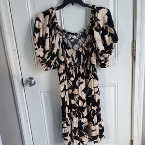 Maurices Black and Cream Floral Midi Dress
